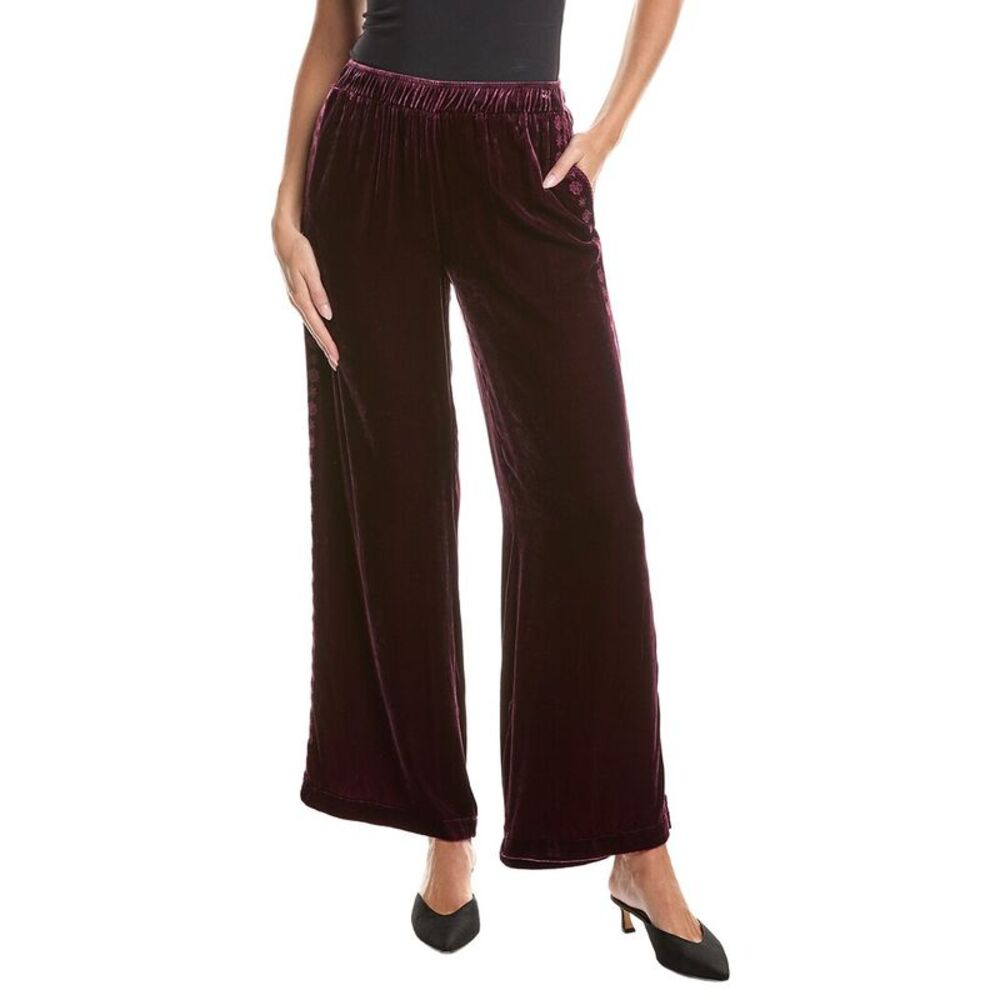 Johnny Was Womens  Velvet Silk-Blend Pant, Purple
